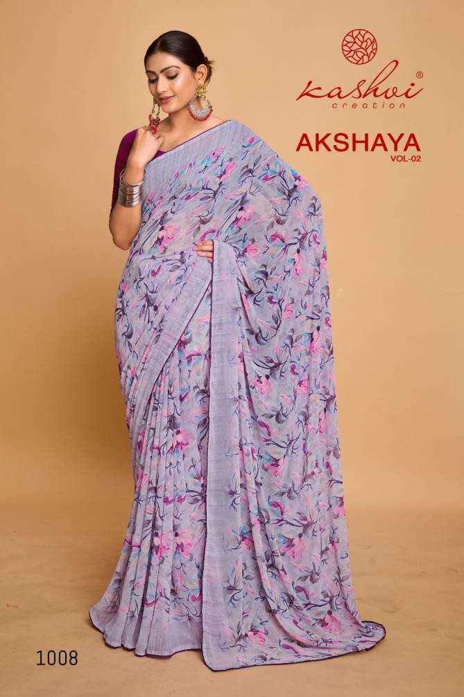 Akshaya Vol 2 By Kashvi Swarovski Work Weightless Printed Sarees Wholesale Market In Surat
